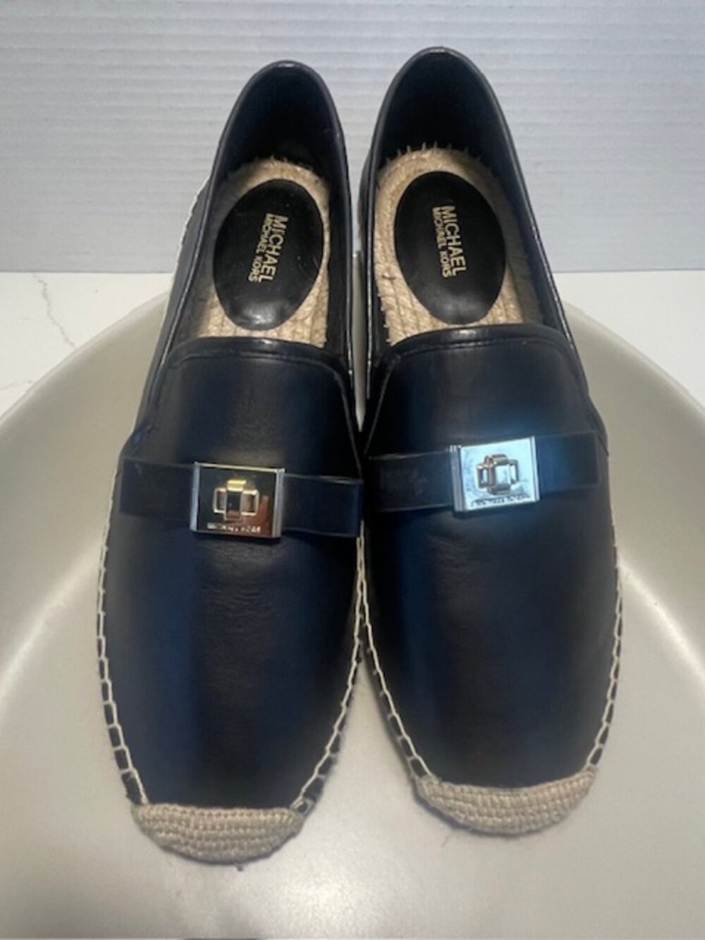 Michael Kors leather slip-on espadrille flats, Size 9